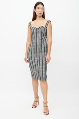 Victoria Beckham Grey & Black Plaid Sheath Dress
