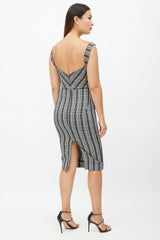 Victoria Beckham Grey & Black Plaid Sheath Dress