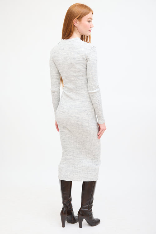 Victoria Beckham Heather Grey Wrap Front Midi Dress