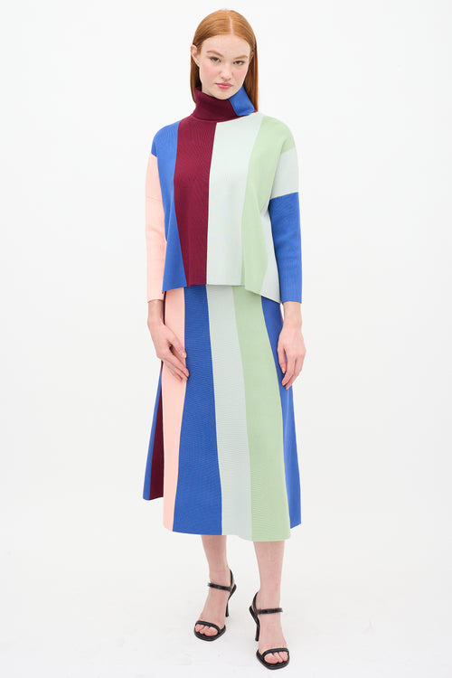 Victoria Beckham Multicolour Striped Sweater & Skirt Set