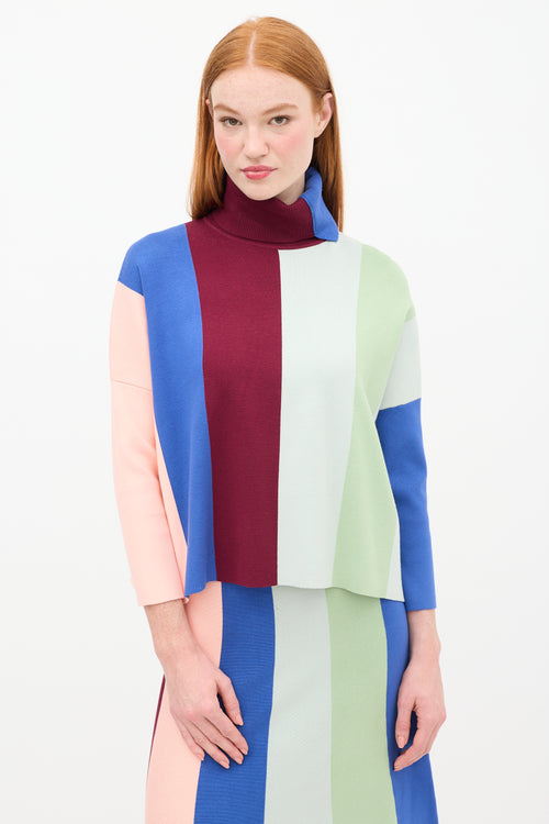 Victoria Beckham Multicolour Striped Sweater & Skirt Set