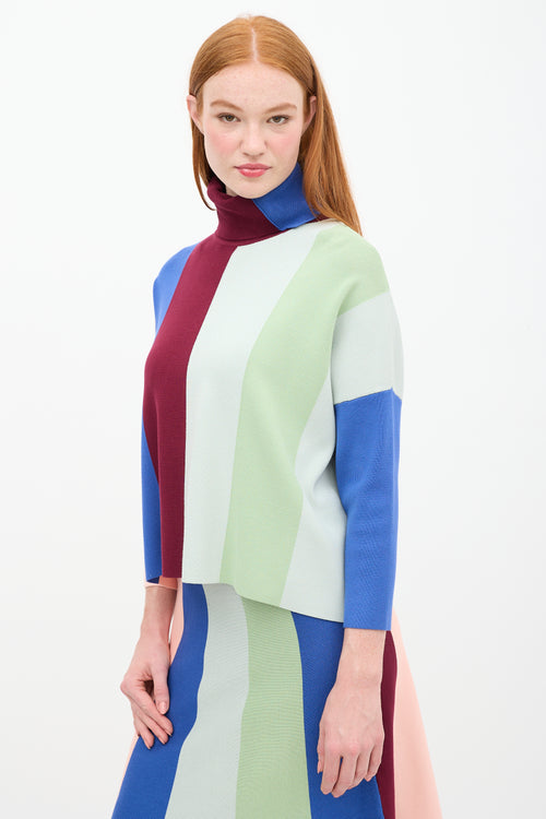 Victoria Beckham Multicolour Striped Sweater & Skirt Set