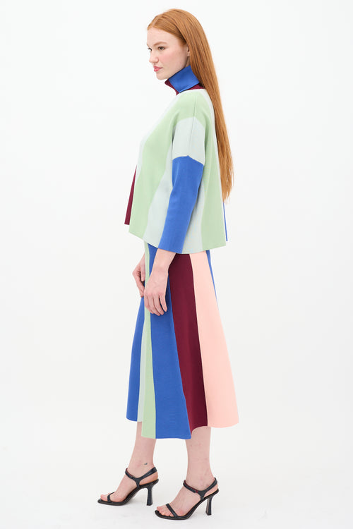 Victoria Beckham Multicolour Striped Sweater & Skirt Set