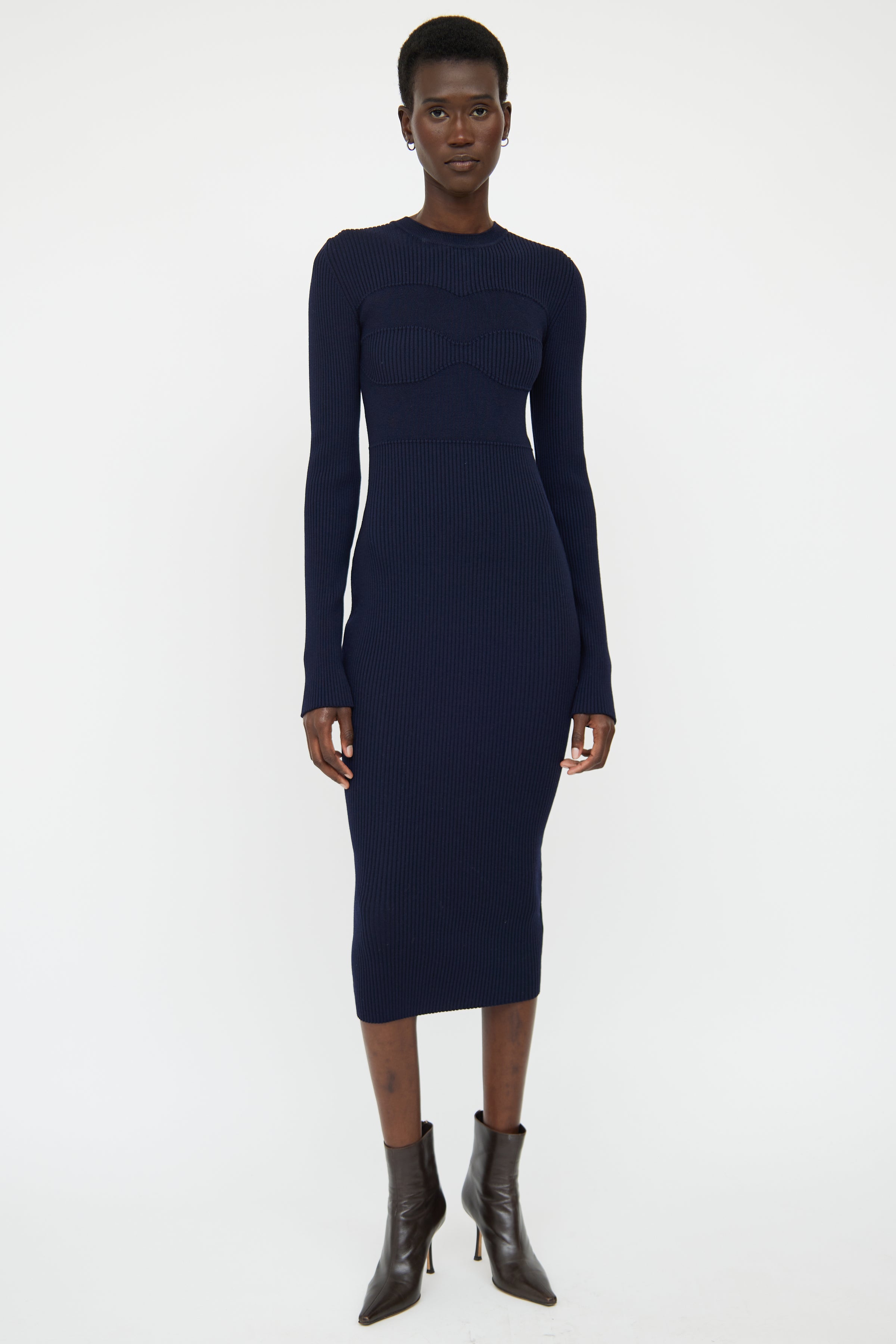 victoria beckham knit dress Victoria Beckham Panelled Knitted Maxi Dress | Black