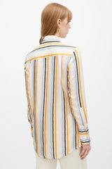 Victoria Beckham Orange & Blue Zigzag Striped Shirt