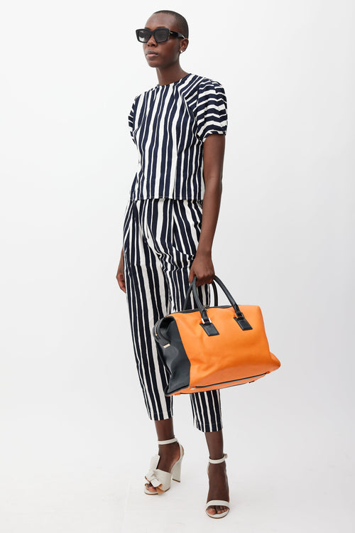 Victoria Beckham Orange & Black Leather Bag