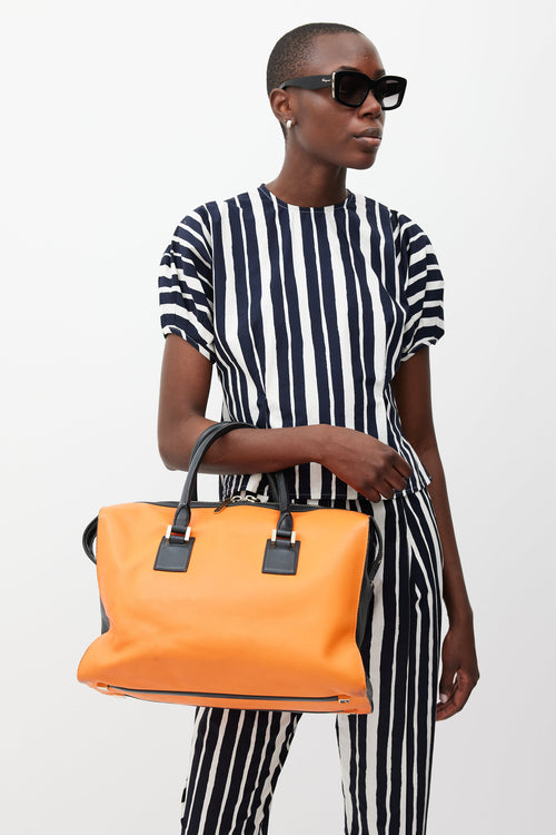 Victoria Beckham Orange & Black Leather Bag