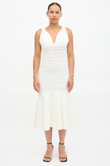 Victoria Beckham Pointelle Knit Fluted Dress