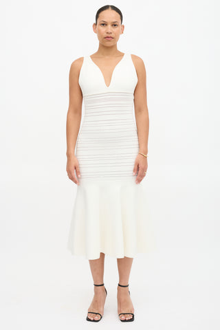 Victoria Beckham Pointelle Knit Fluted Dress