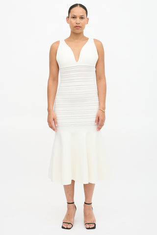 Victoria Beckham Pointelle Knit Fluted Dress