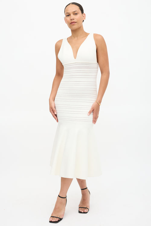 Victoria Beckham Pointelle Knit Fluted Dress