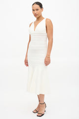 Victoria Beckham Pointelle Knit Fluted Dress