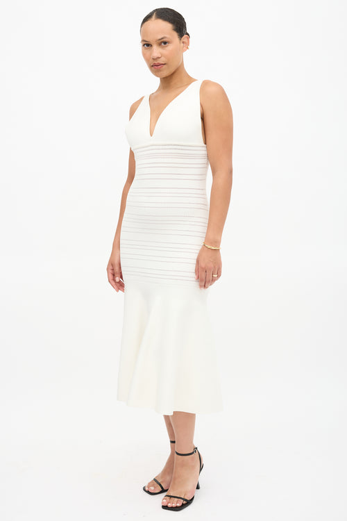 Victoria Beckham Pointelle Knit Fluted Dress