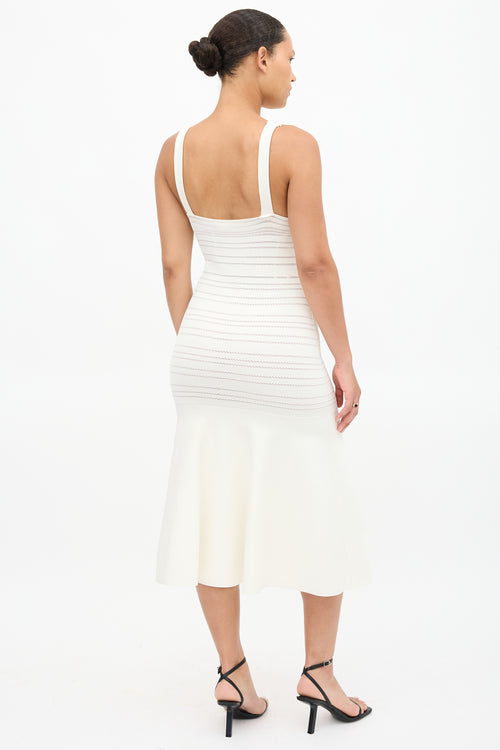 Victoria Beckham Pointelle Knit Fluted Dress