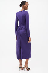 Victoria Beckham Purple Jersey Gathered Midi Dress