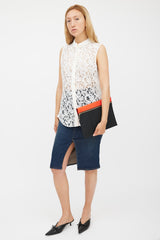 Victoria Beckham Red & Black Leather Buffalo Embossed  Clutch