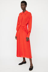 Victoria Beckham Red Silk Blend Maxi Dress