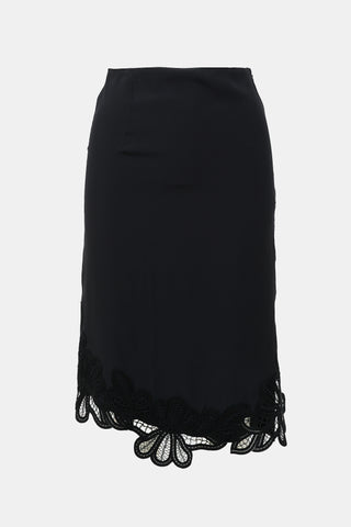 Victoria Beckham Silk Lace Trim Skirt
