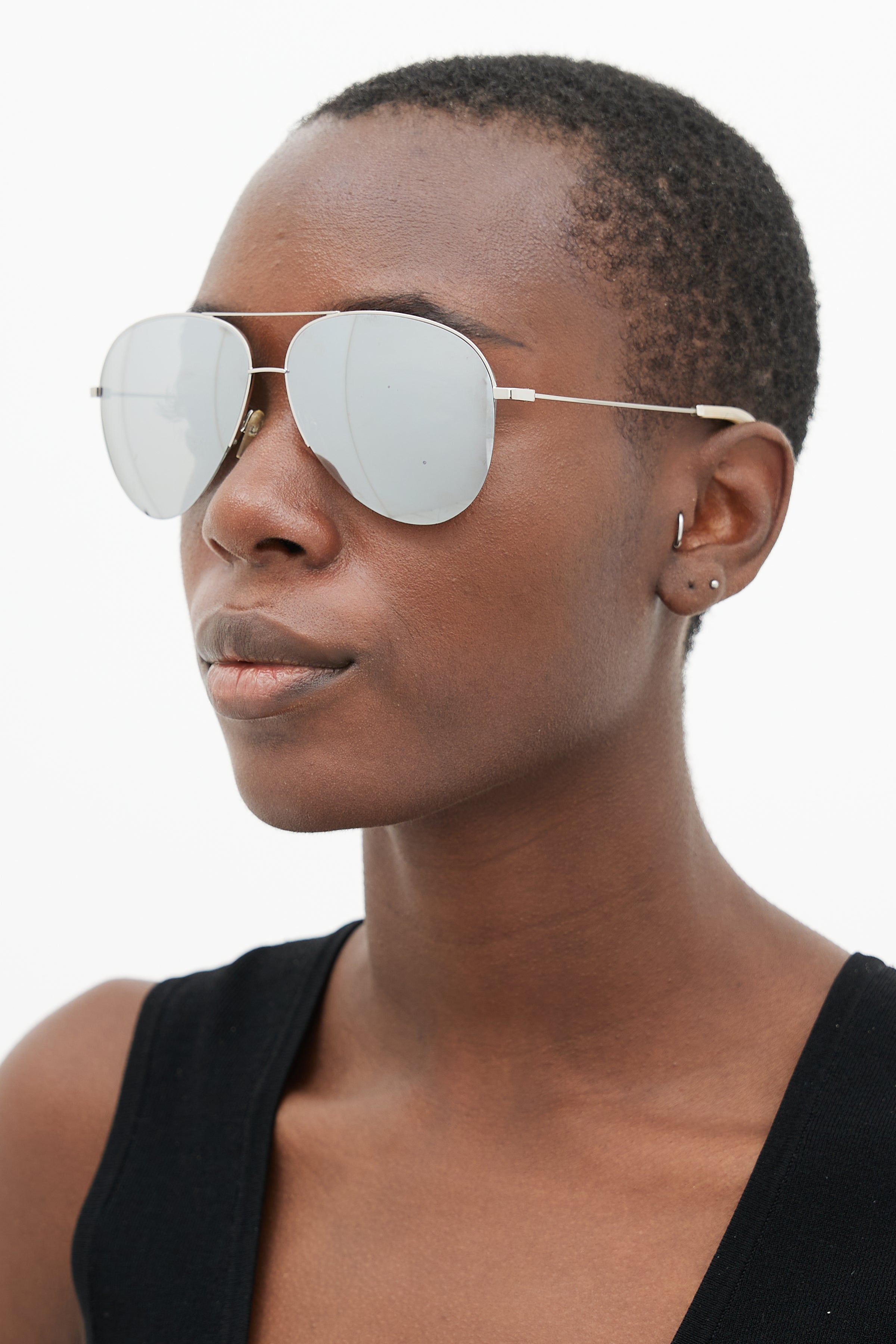 Victoria Beckham // Silver VBS90 Aviator Mirrored Sunglasses – VSP