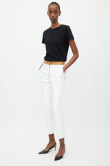 Victoria Beckham White & Brown Leather Pant