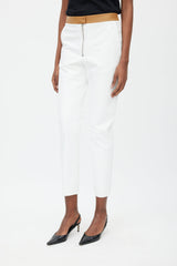 Victoria Beckham White & Brown Leather Pant