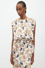 Victoria Beckham White & Multicolour Floral Overlay Dress