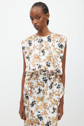 Victoria Beckham White & Multicolour Floral Overlay Dress