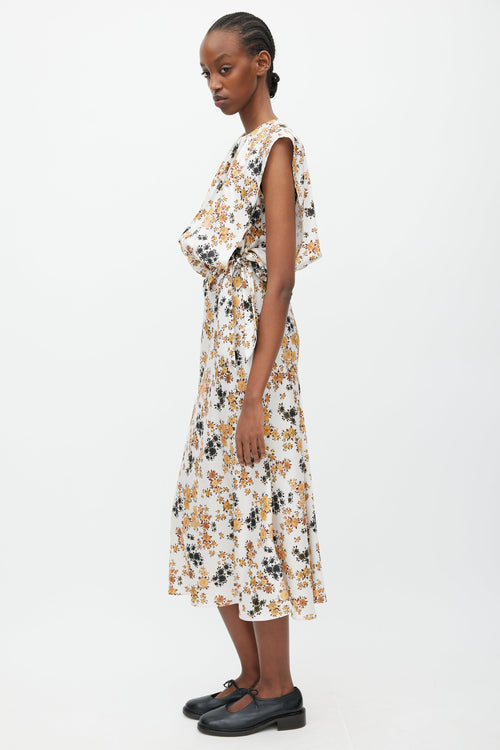 Victoria Beckham White & Multicolour Floral Overlay Dress