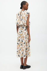 Victoria Beckham White & Multicolour Floral Overlay Dress