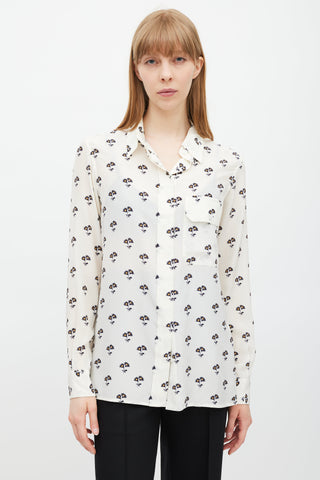 Victoria Beckham White & Multicolour Floral Silk Shirt