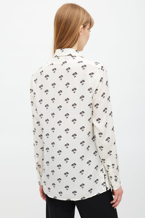 Victoria Beckham White & Multicolour Floral Silk Shirt