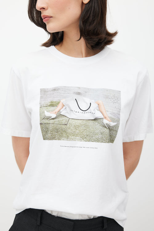 Victoria Beckham White & Multicolour Shopping Bag Logo T-Shirt