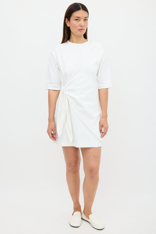 Victoria Beckham White Tie Front T-Shirt Dress