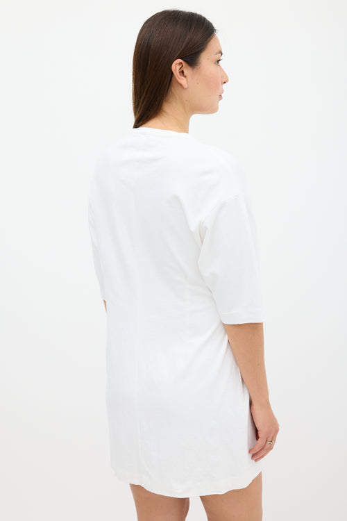 Victoria Beckham White Tie Front T-Shirt Dress