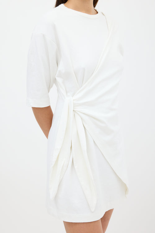 Victoria Beckham White Tie Front T-Shirt Dress