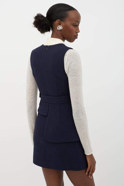 Victoria Beckham Wool Belted Pinafore Dress