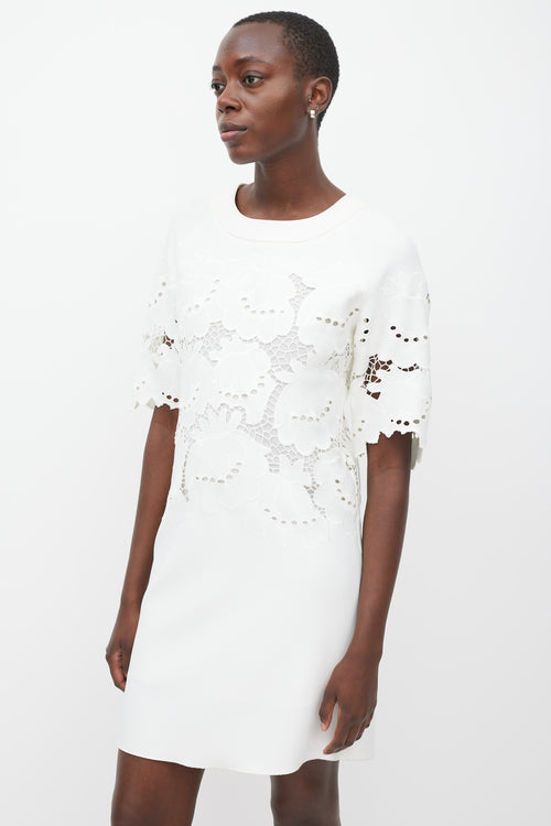 Victoria Beckham // White Floral Eyelet Dress – VSP Consignment