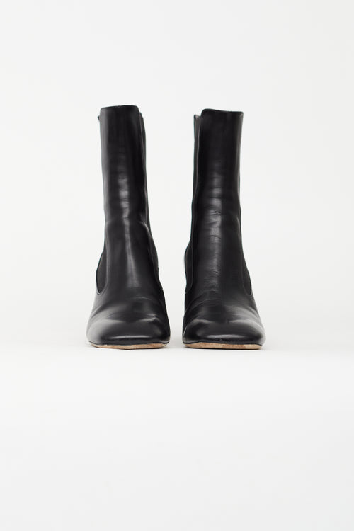 Victoria Beckham Black Leather Chelsea Ankle Boot