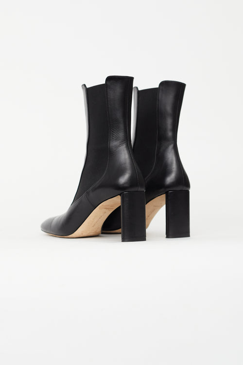 Victoria Beckham Black Leather Chelsea Ankle Boot