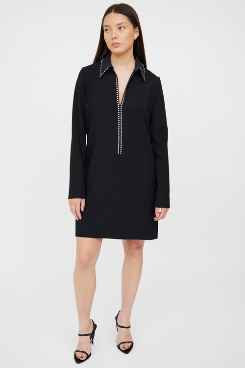 Victoria Beckham Black Stud Long Sleeve Dress