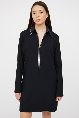 Victoria Beckham Black Stud Long Sleeve Dress