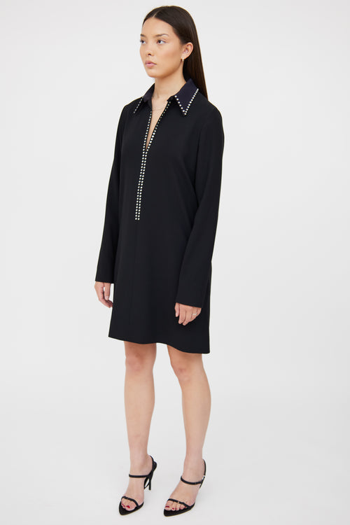 Victoria Beckham Black Stud Long Sleeve Dress