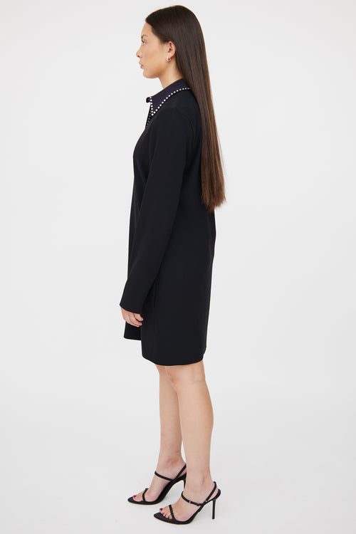 Victoria Beckham Black Stud Long Sleeve Dress