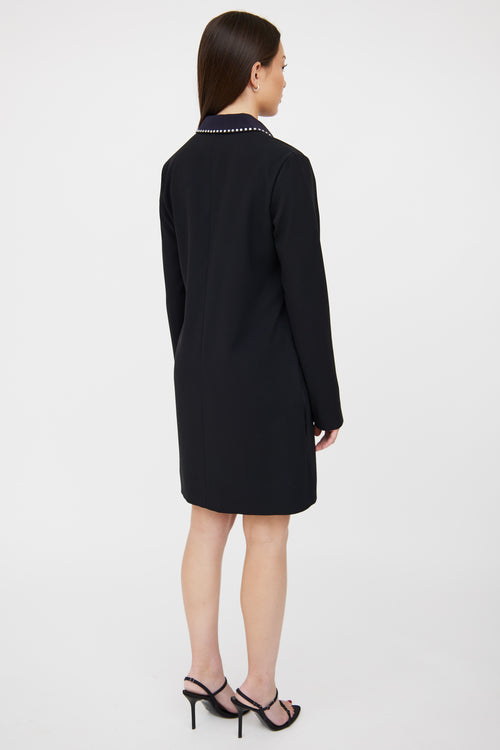 Victoria Beckham Black Stud Long Sleeve Dress