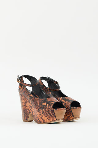 Victoria Beckham Brown & Black Embossed Iris Platform Sandal