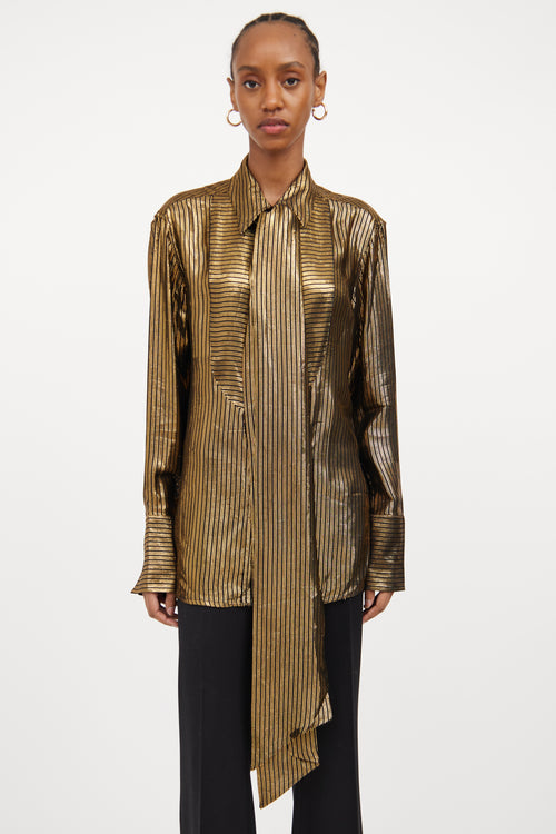 Black & Gold Metallic Scarf Shirt