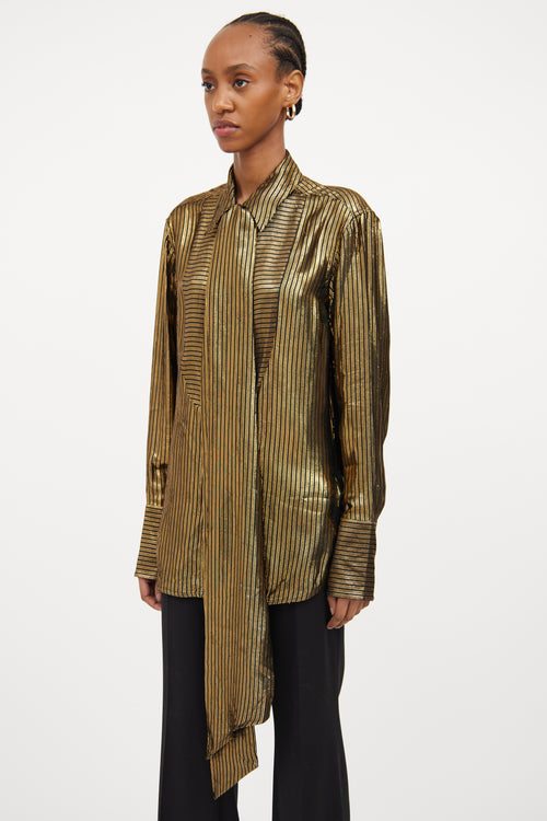 Black & Gold Metallic Scarf Shirt