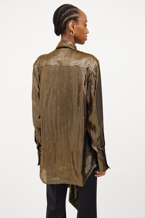 Black & Gold Metallic Scarf Shirt