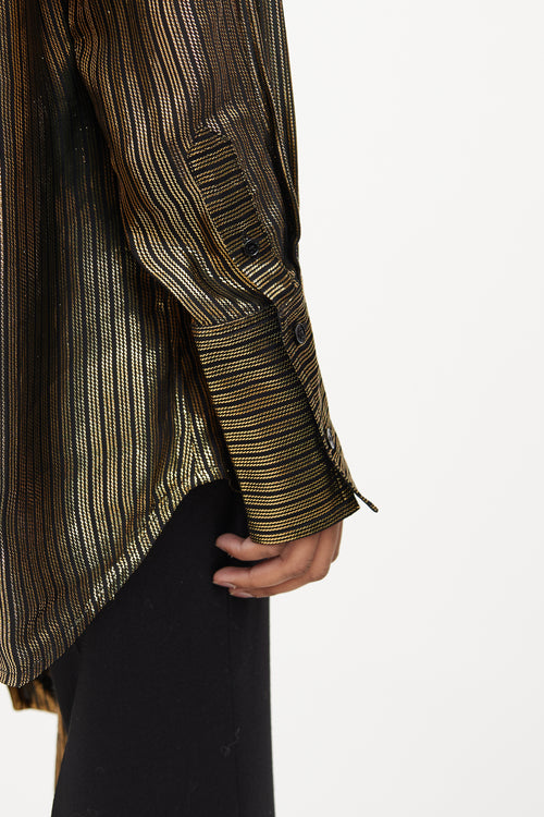 Black & Gold Metallic Scarf Shirt