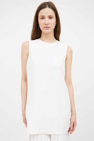 White Pleated Shift Dress